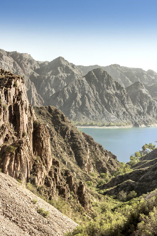 Los Reyunos dam, San Rafael, Mendoza，阿根廷。